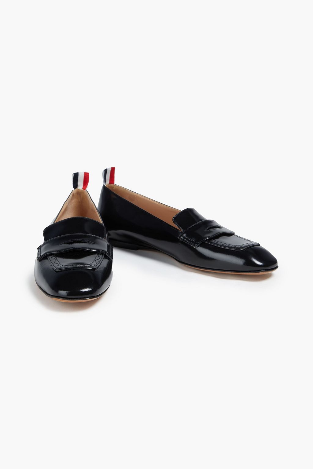 THOM BROWNE Glossed-leather loafers