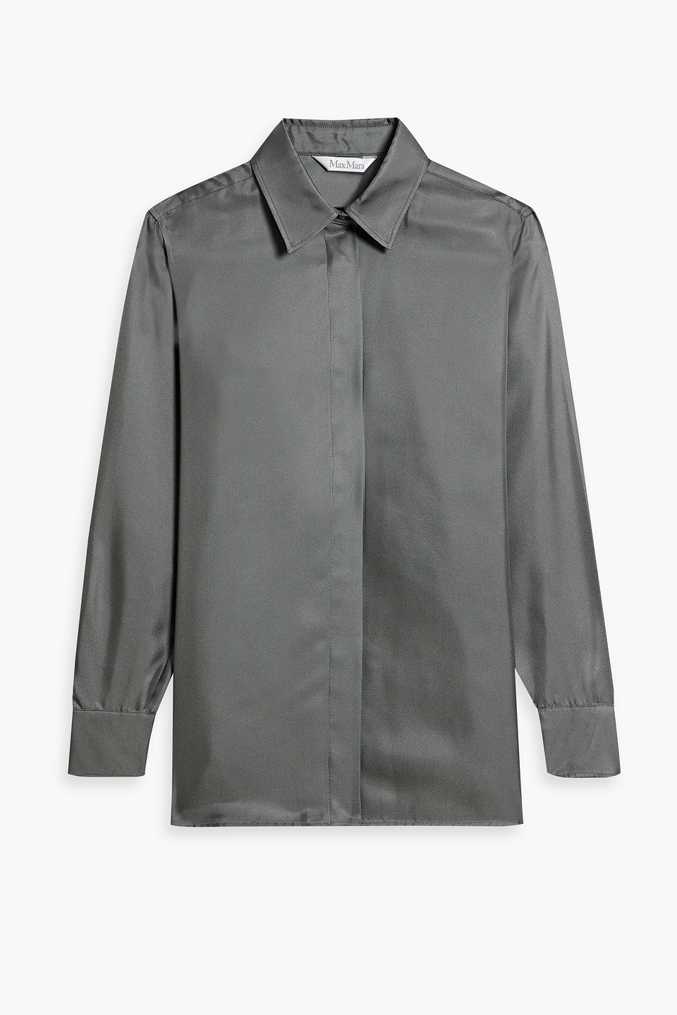 Max Mara Molina Silk-twill Shirt In Anthracite