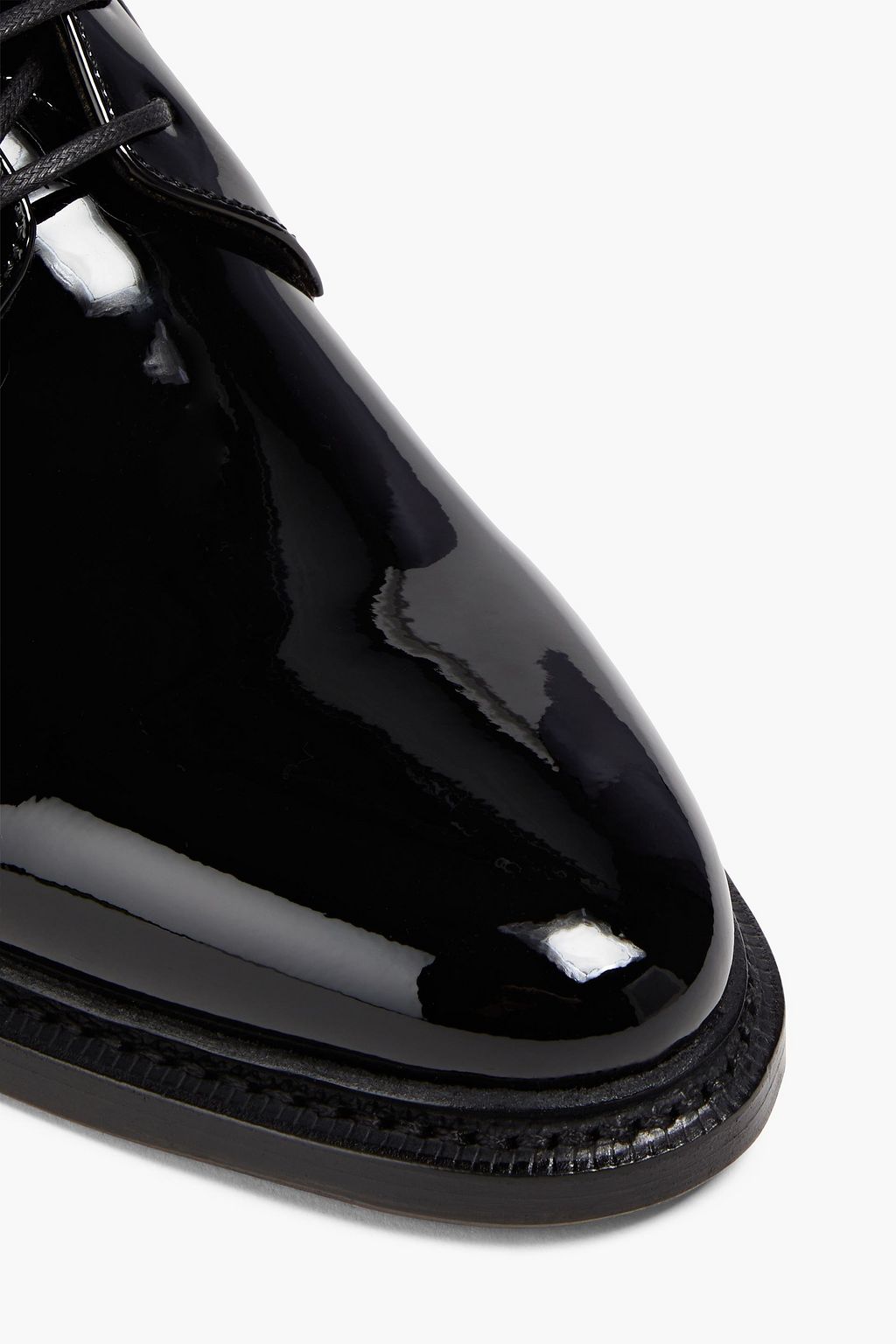 THOM BROWNE Blucher patent-leather ankle boots