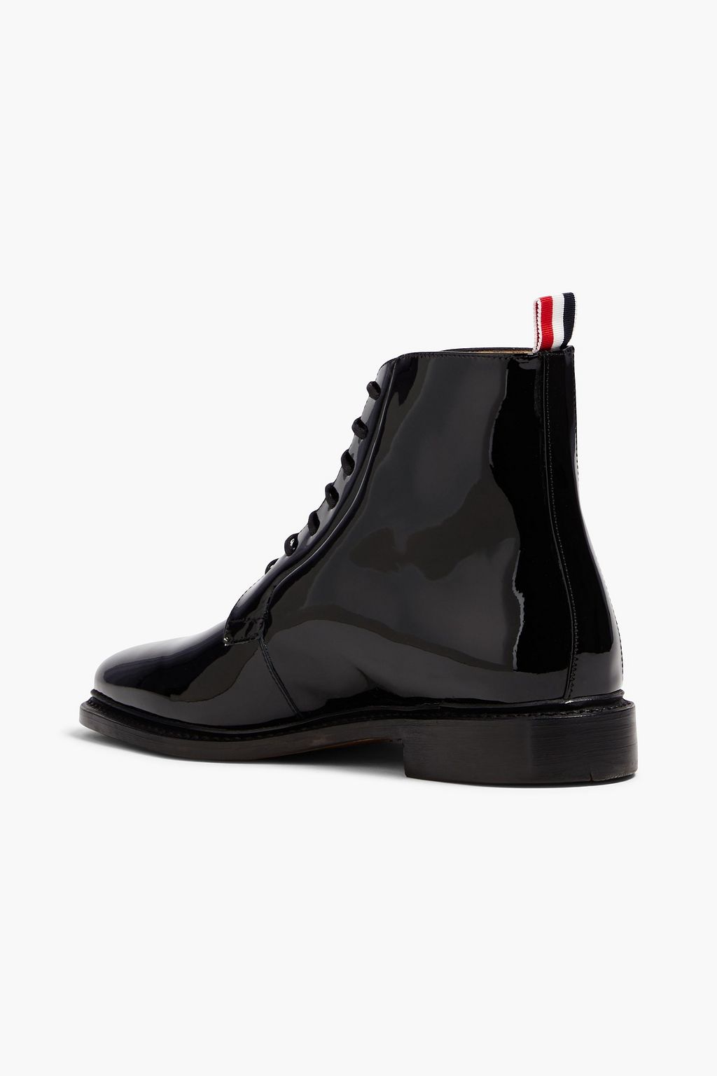 THOM BROWNE Blucher patent-leather ankle boots