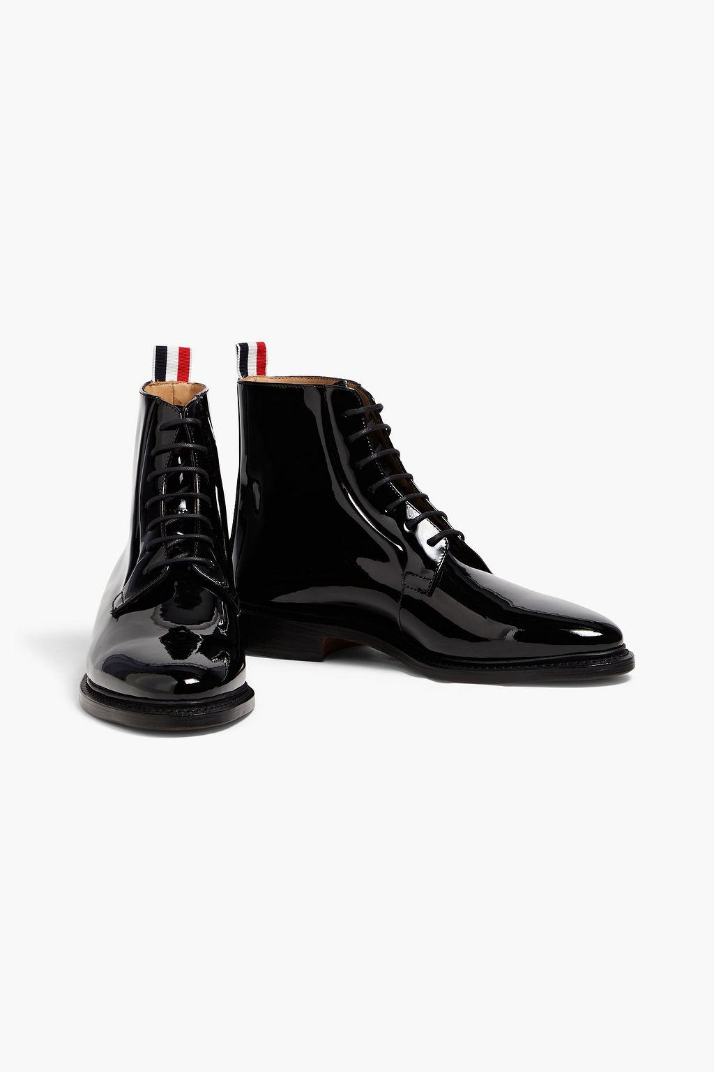 THOM BROWNE Blucher patent-leather ankle boots