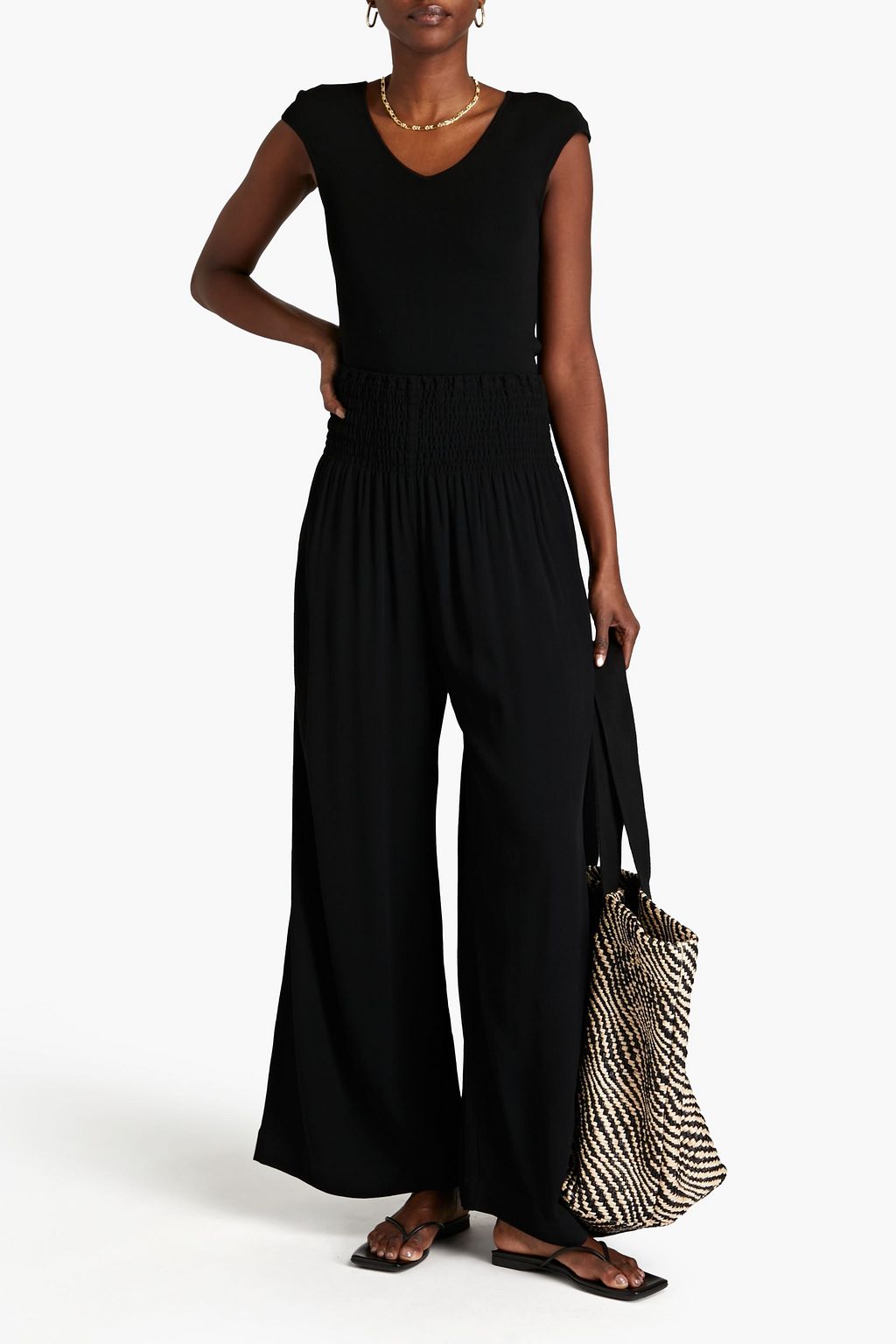 THREE GRACES LONDON Barbara gathered crepe wide-leg pants | THE OUTNET