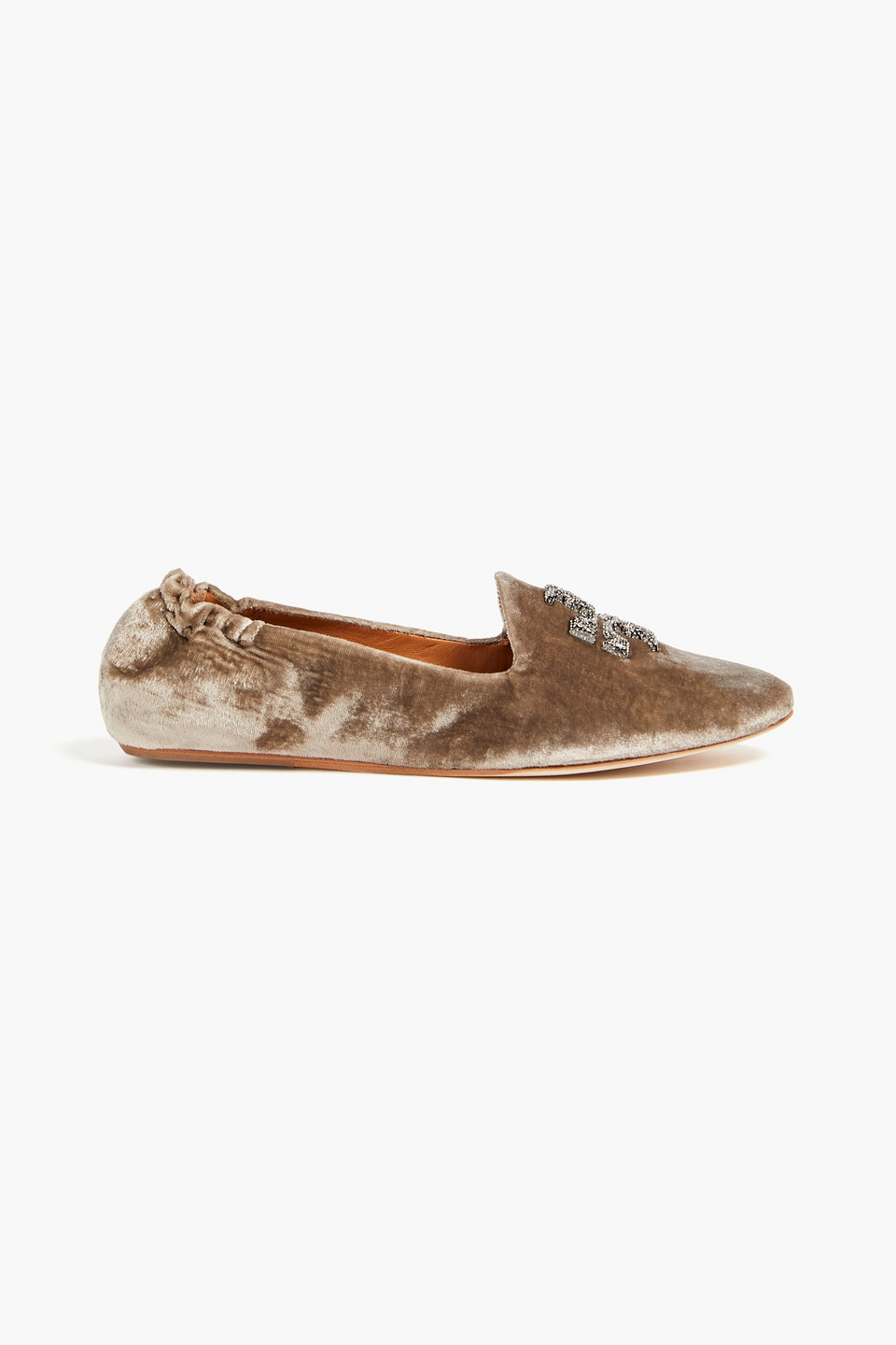 Tory Burch Flache Schuhe Aus Samt In Knitteroptik Mit Verzierung