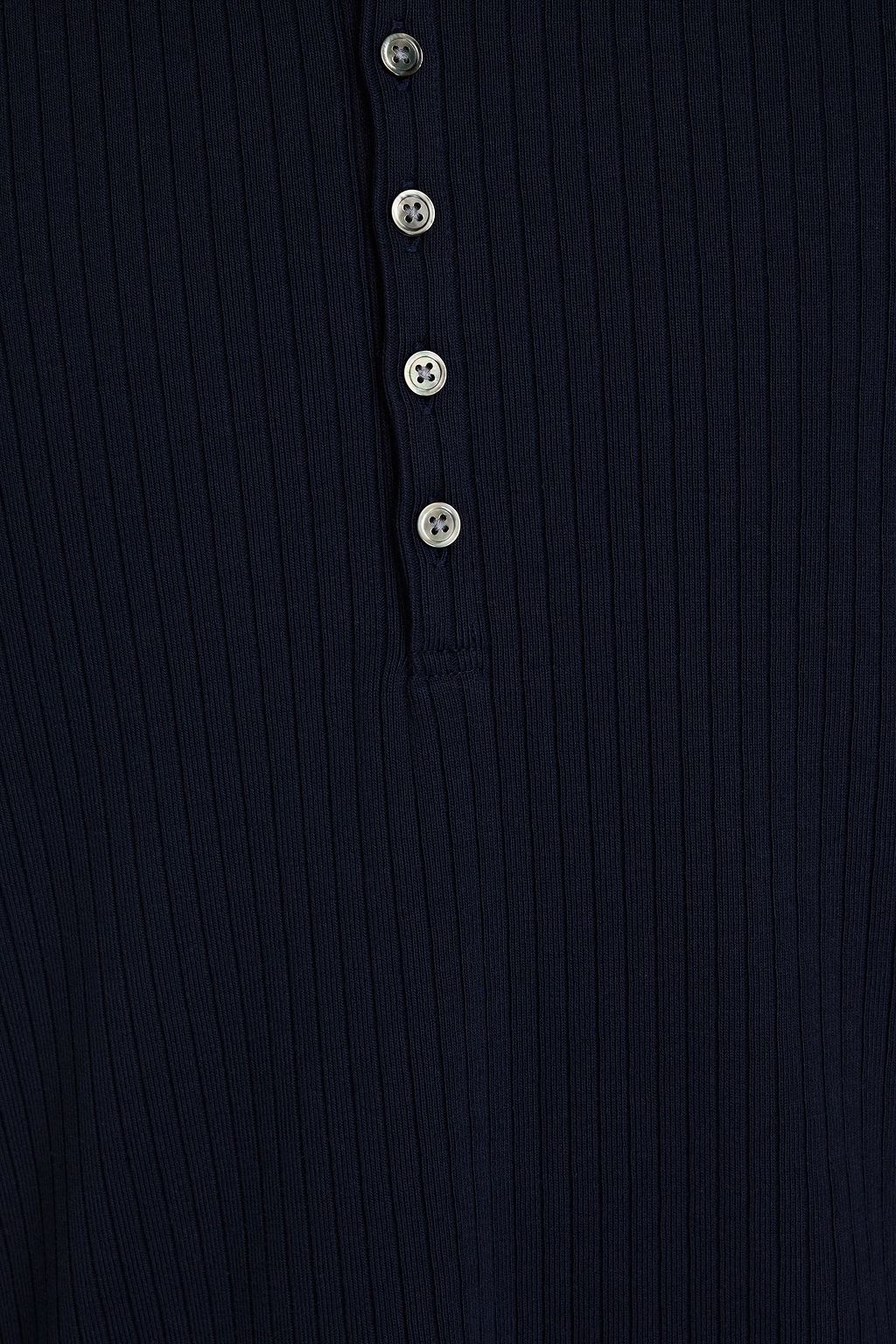 THOM BROWNE Striped ribbed cotton-jersey polo shirt