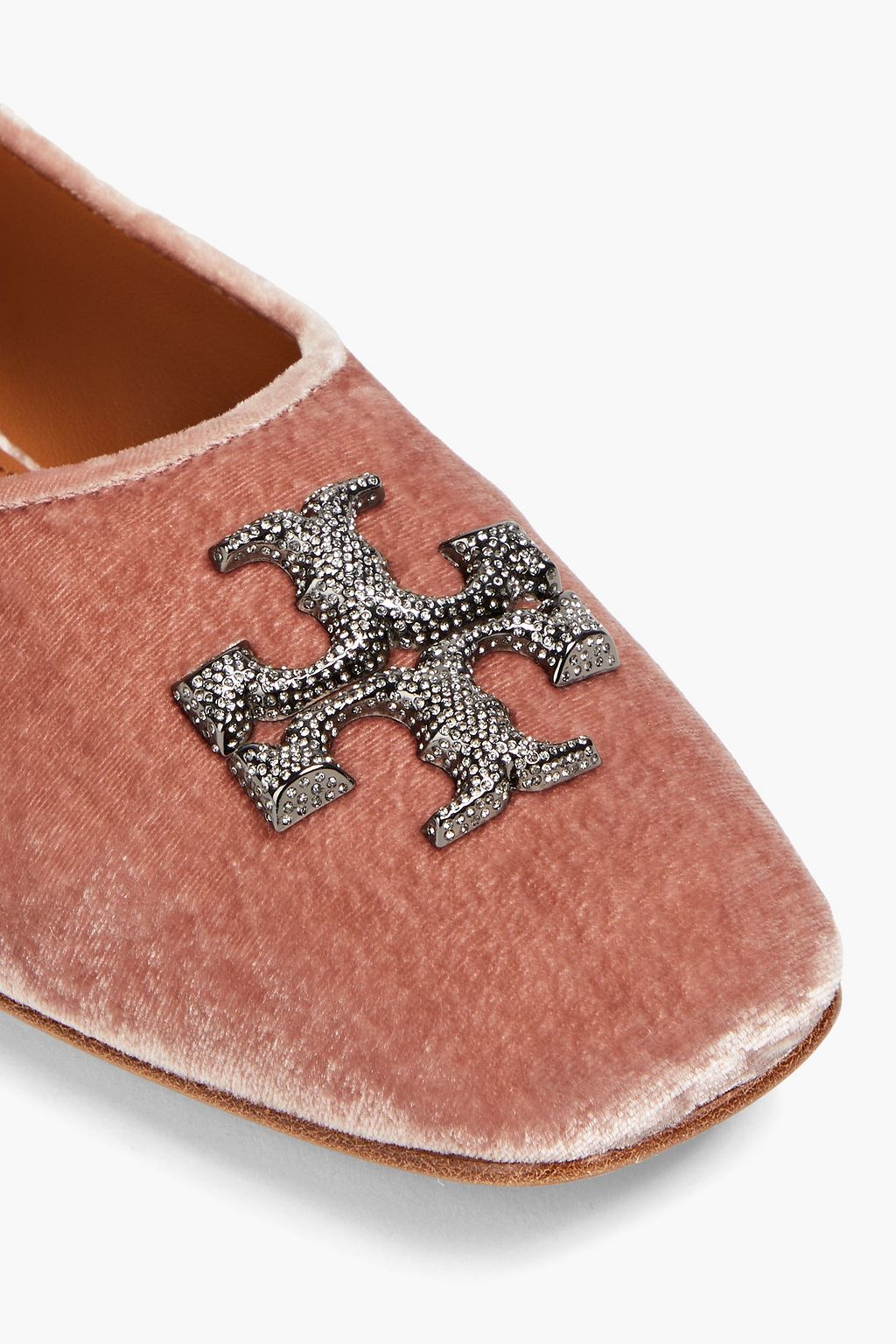 TORY BURCH حذاء باليرينا مسطح مصنوع من المخمل بتصميم مزركش