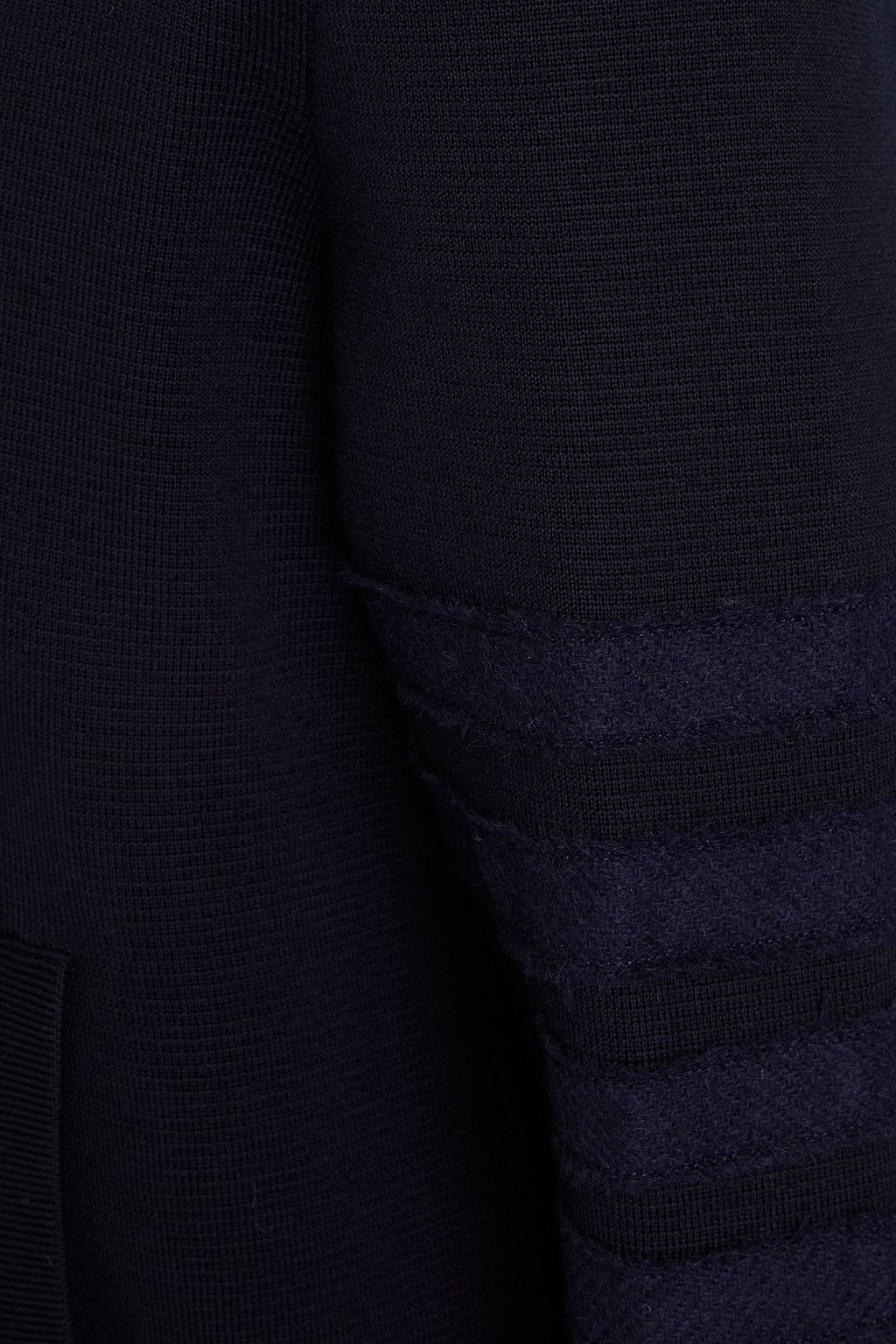 THOM BROWNE Felt-trimmed merino wool zip-up sweater