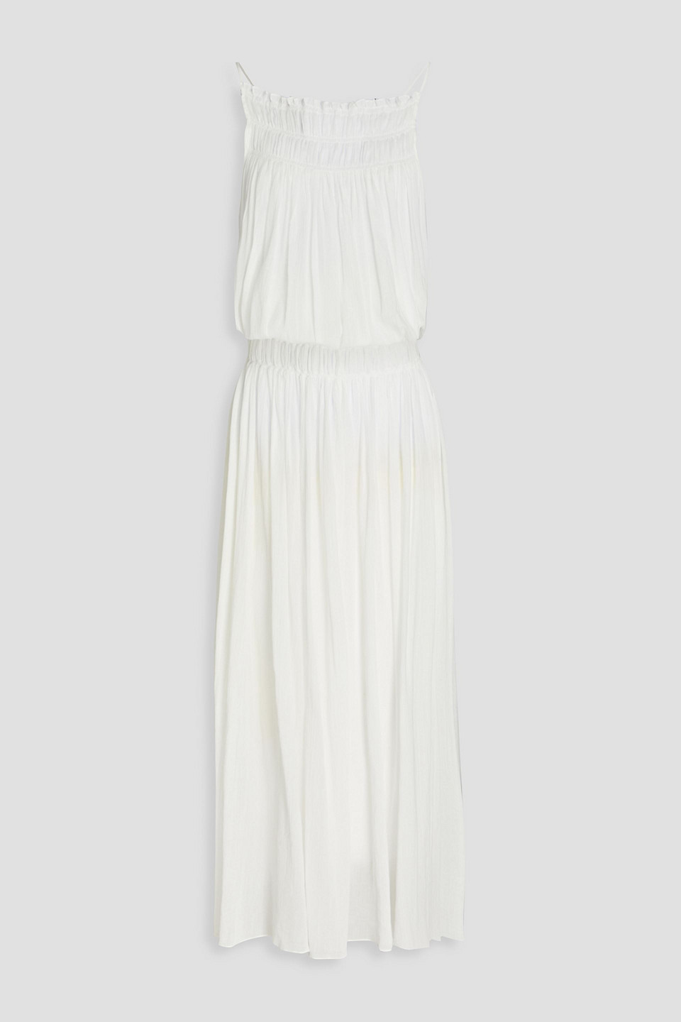 Three Graces London Gisella Crinkled Cotton-gauze Maxi Dress In White |  ModeSens