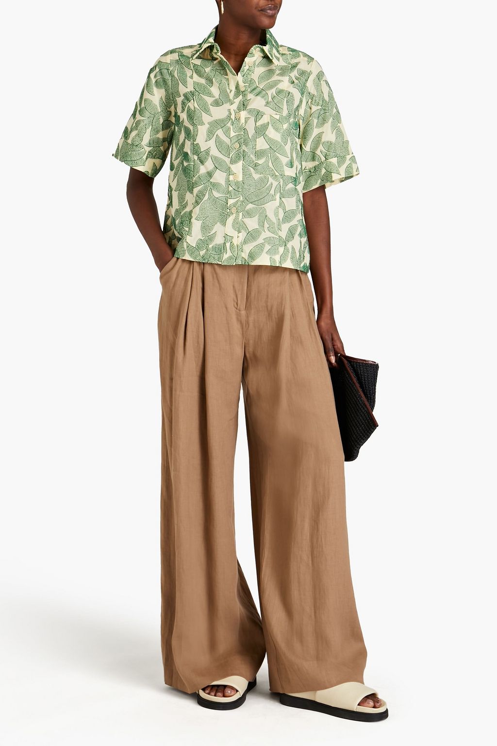 THREE GRACES LONDON Molly pleated linen wide-leg pants