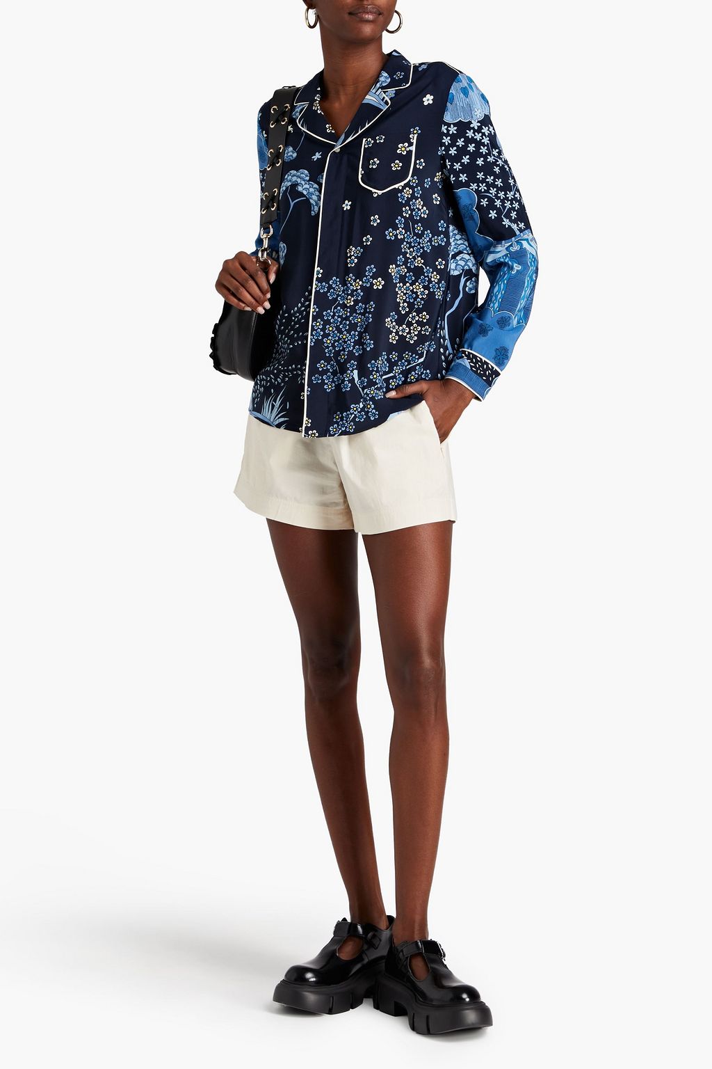 REDVALENTINO Hemd aus Crêpe de Chine aus Seide mit floralem Print