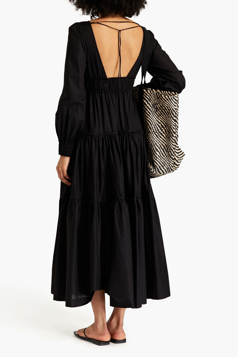 THREE GRACES LONDON THEODORA GATHERED COTTON MAXI DRESS