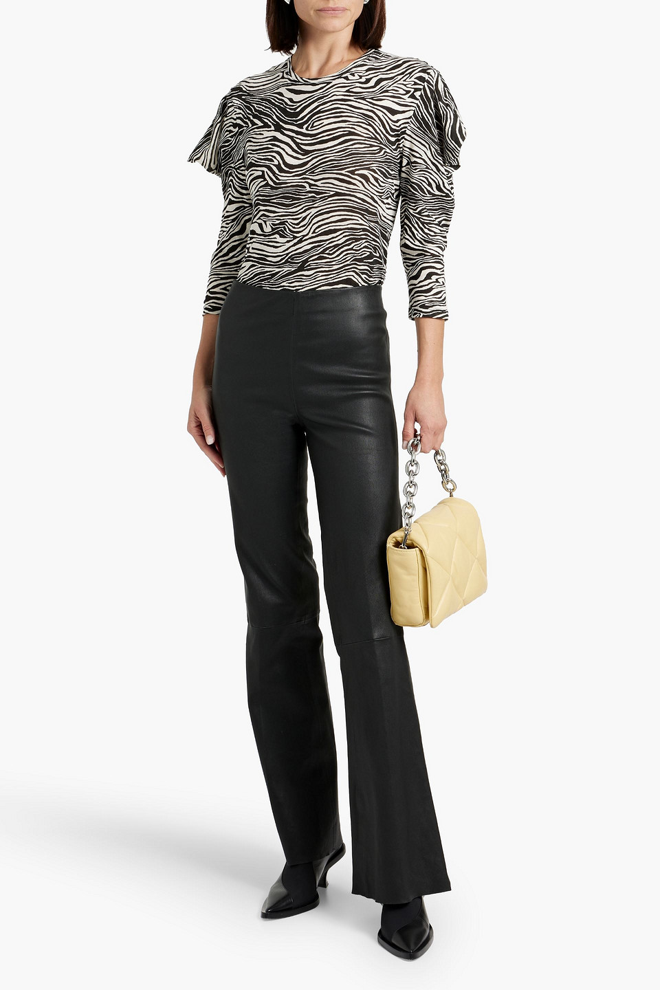 Shop Proenza Schouler Zebra-print Slub Cotton-jersey Top In Animal Print