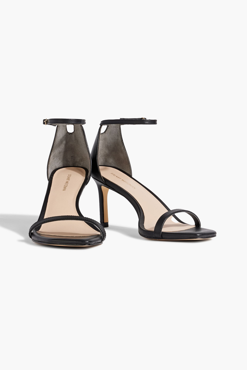 Shop Stuart Weitzman Amelina 75 Leather Sandals In Black