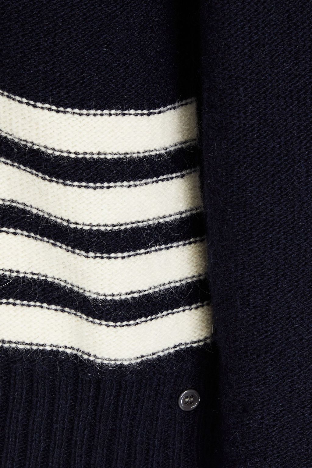 THOM BROWNE كنزة رياضية من مزيج الموهير والصوف بتصميم مخطط