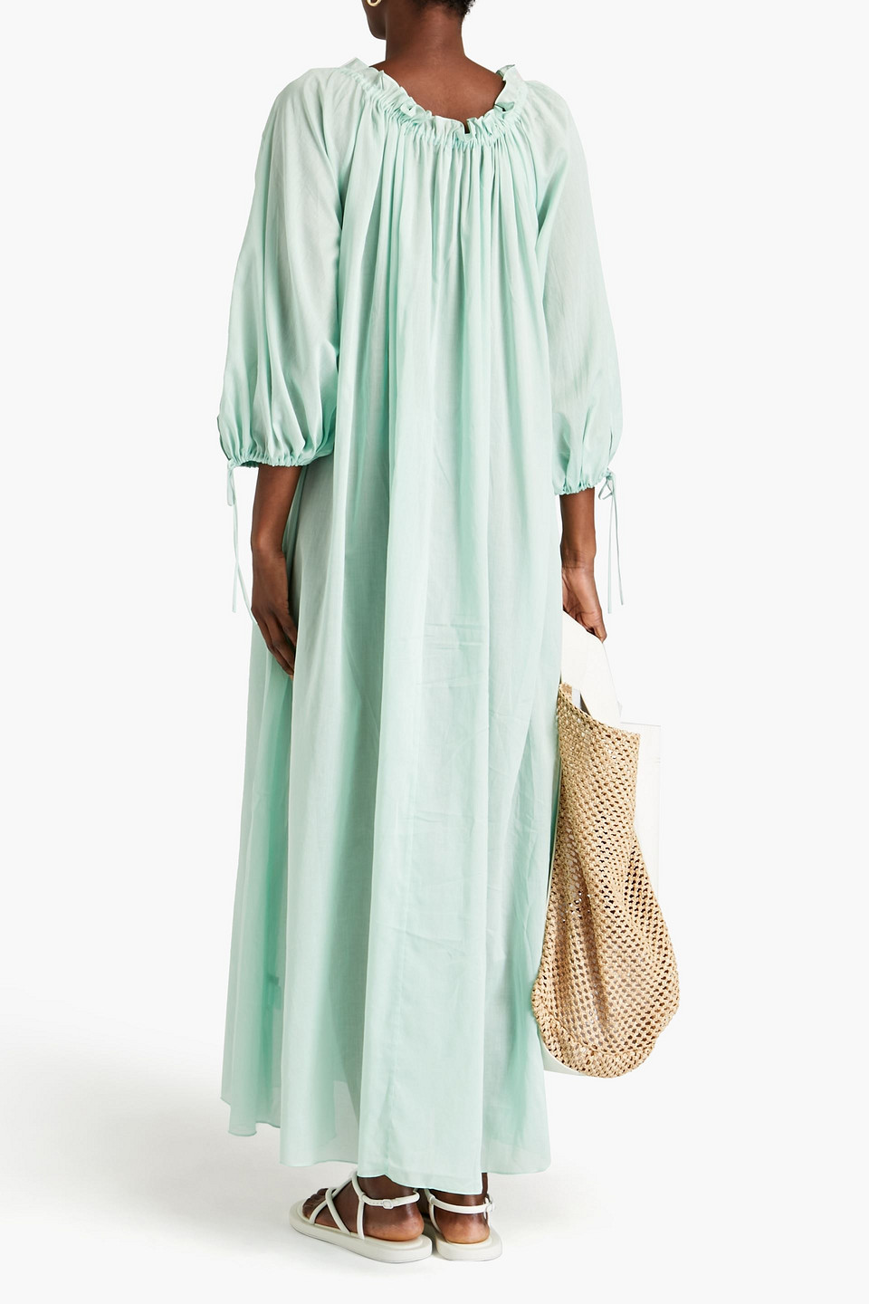 Shop Three Graces London Honeymoon Ramie Maxi Dress In Mint