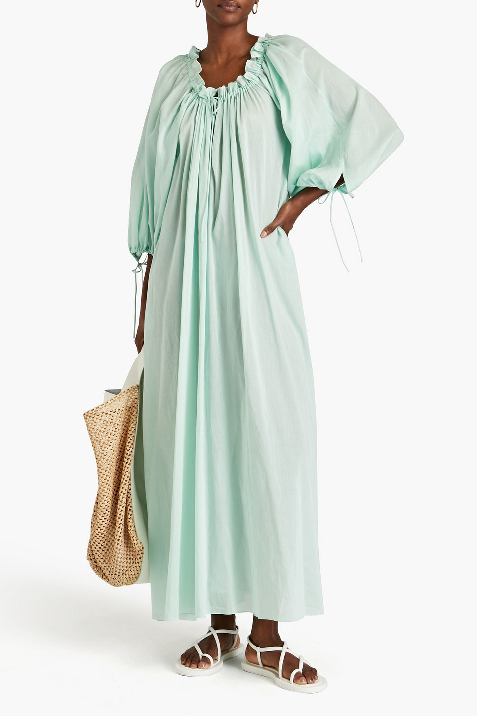 Shop Three Graces London Honeymoon Ramie Maxi Dress In Mint