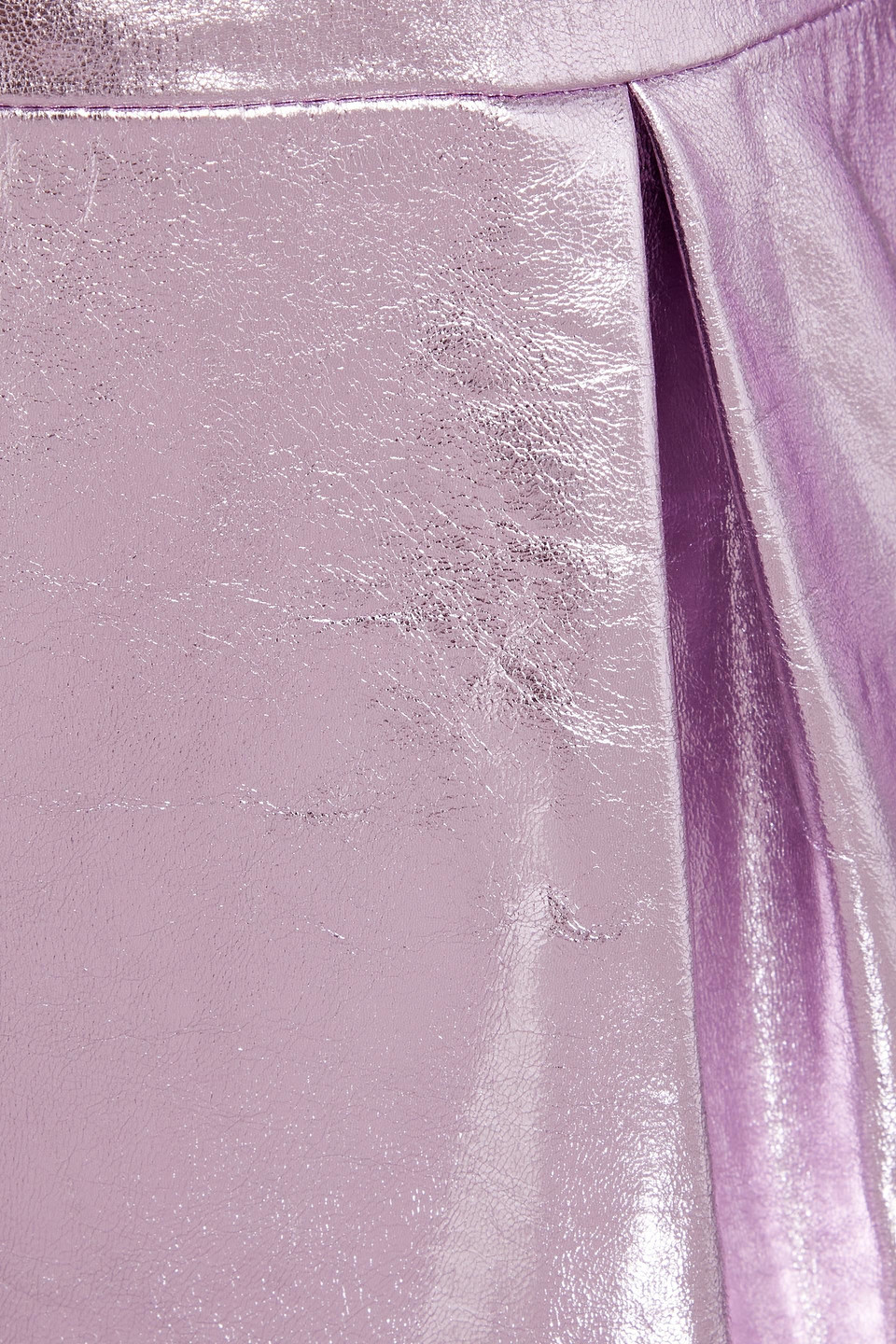 Red Valentino Ruffled Metallic Leather Mini Dress In Lilac