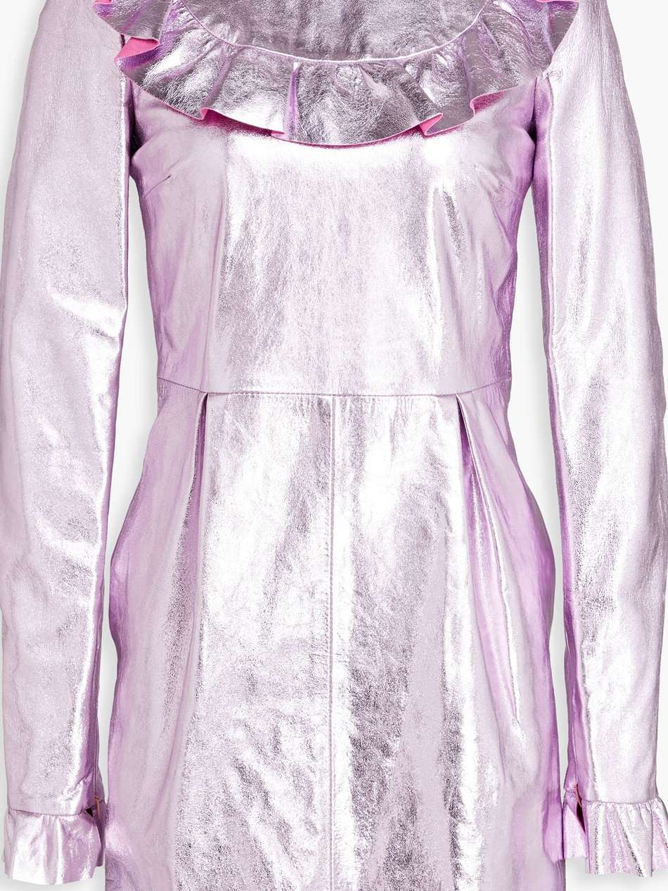 ruffled metallic leather mini dress
