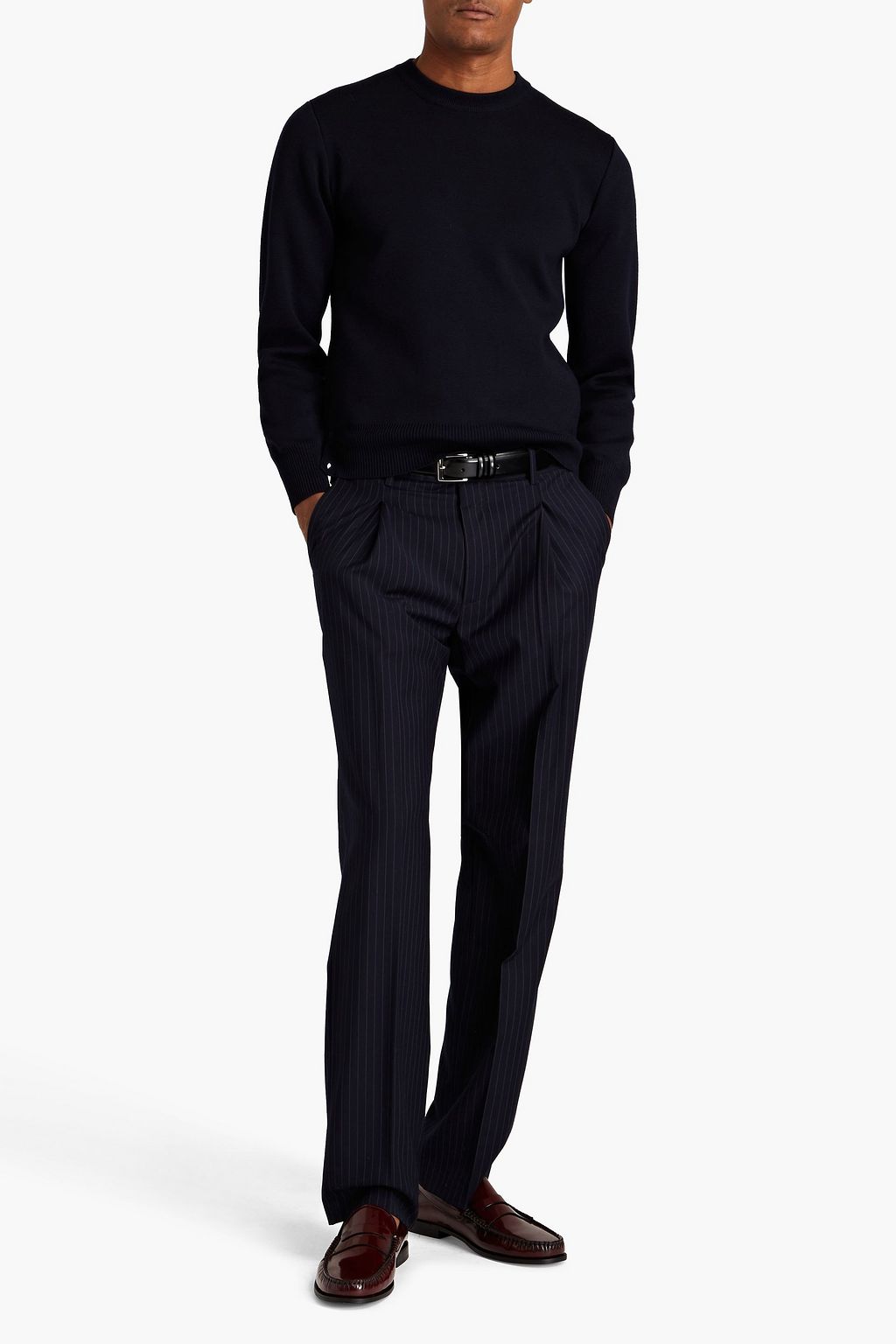 THOM BROWNE 스트라이프 메리노 울 스웨터