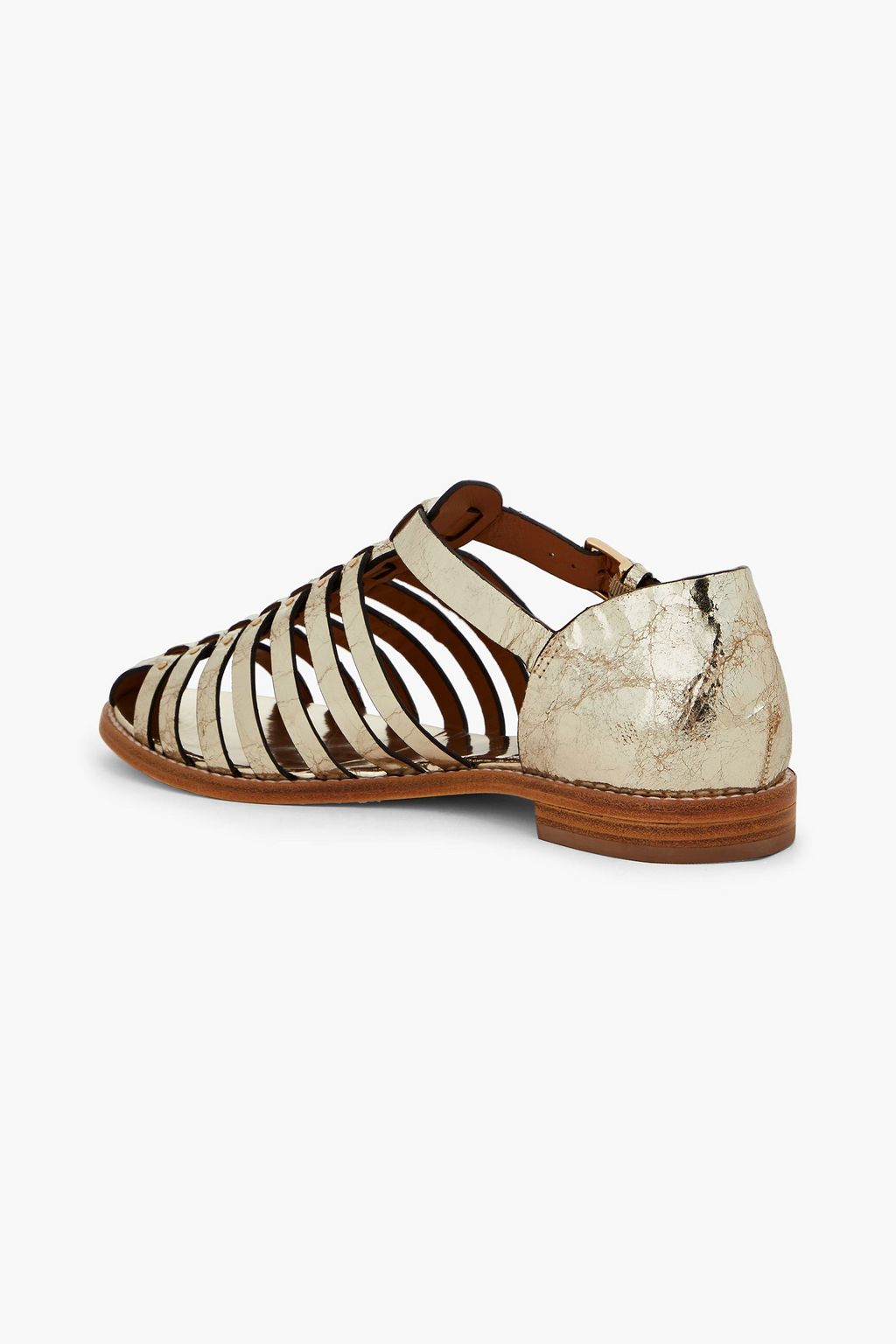 TORY BURCH Sandalen aus Craquelé-Leder mit Metallic-Effekt