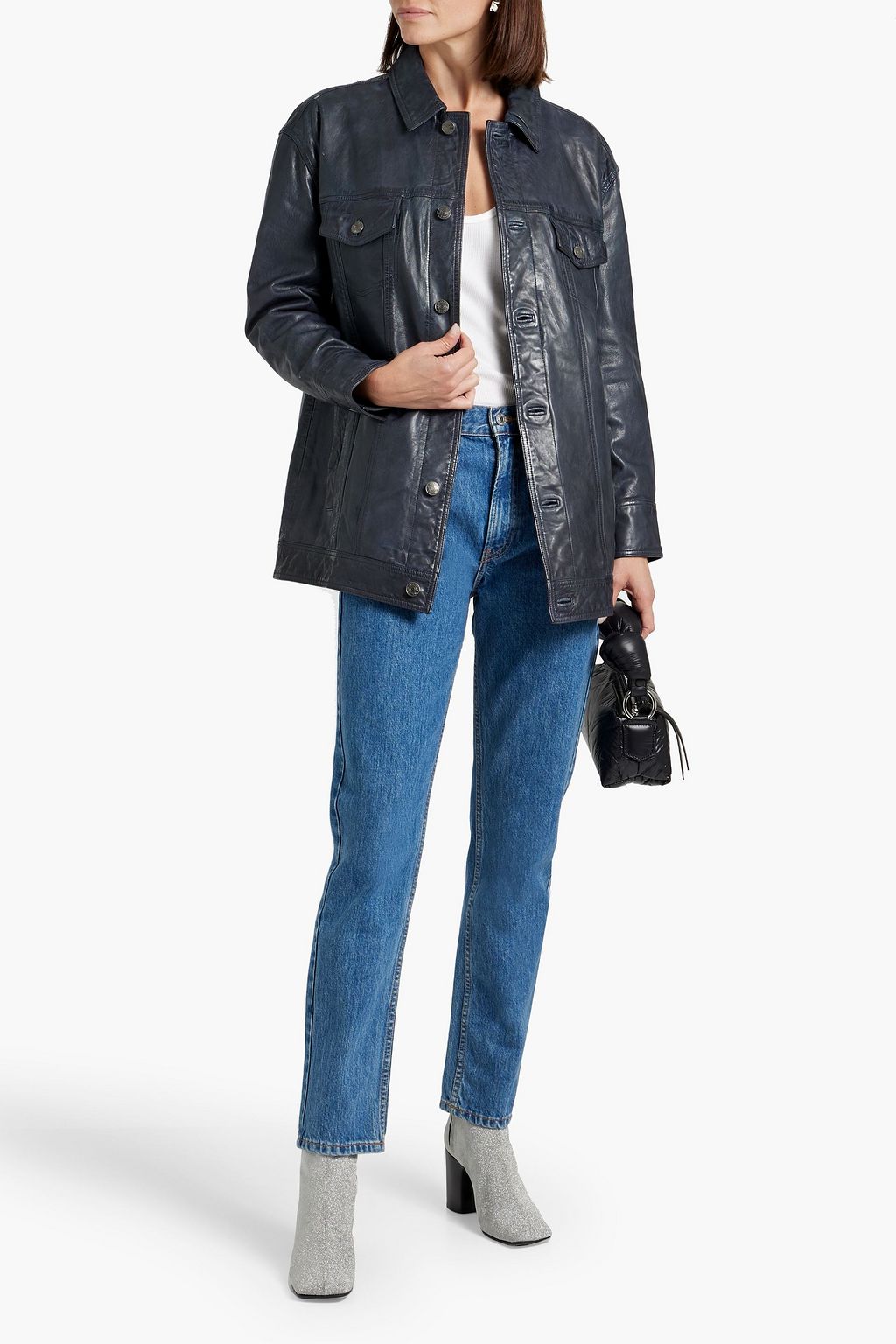 WALTER BAKER Sutton Lederjacke in Knitteroptik