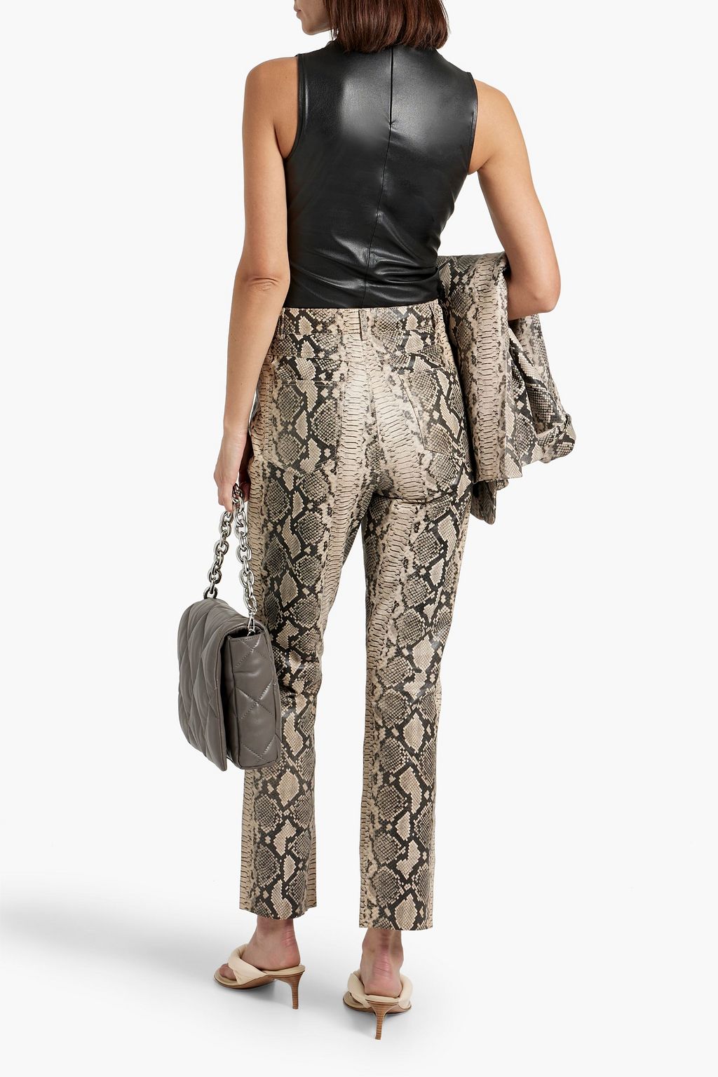 WALTER BAKER Yvette snake-effect leather straight-leg pants