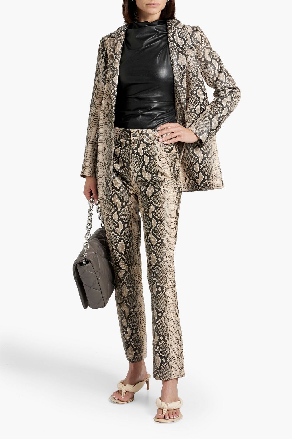 WALTER BAKER Yvette snake-effect leather straight-leg pants