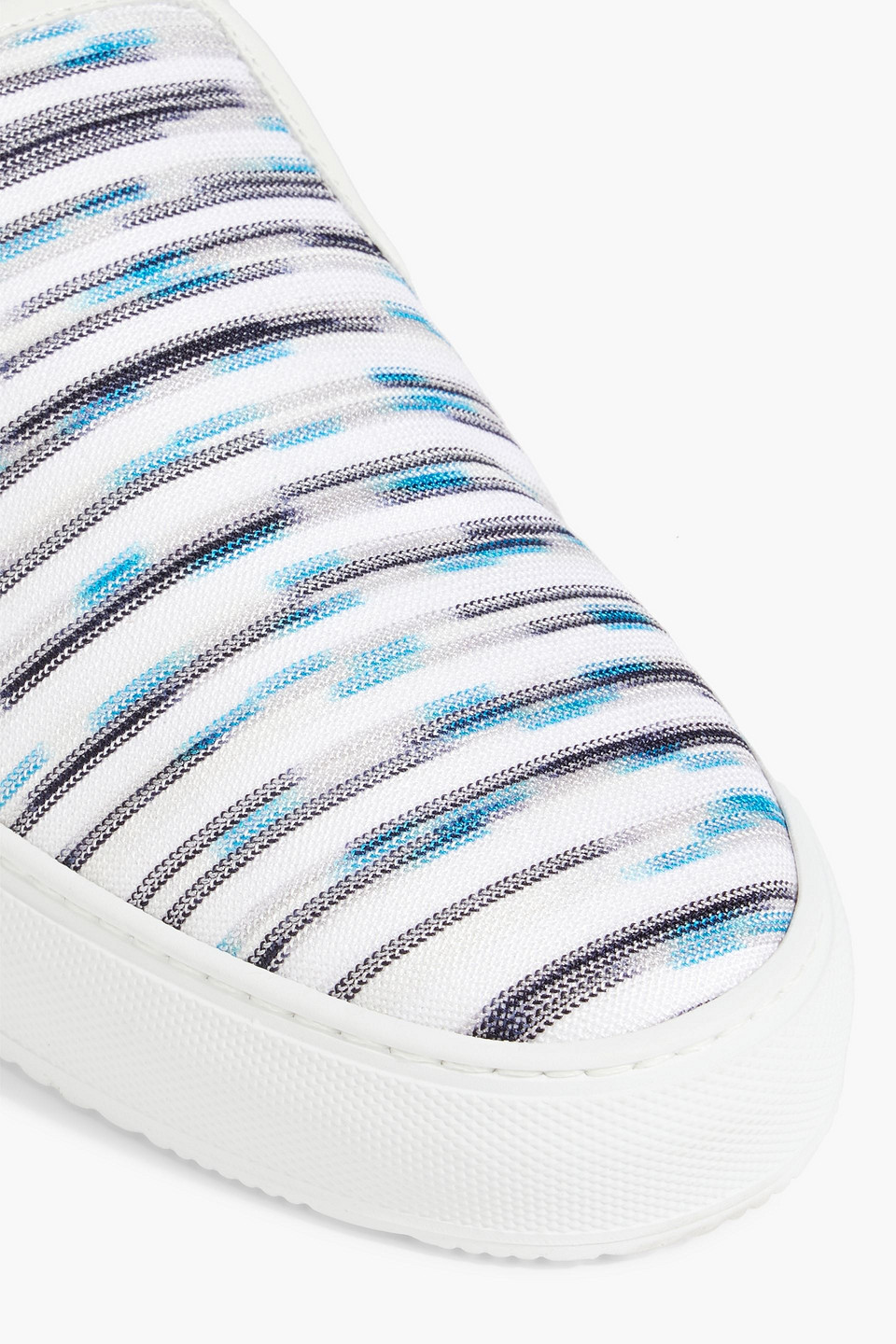 Shop Missoni Space-dyed Stretch-knit Slip-on Sneakers In Light Blue