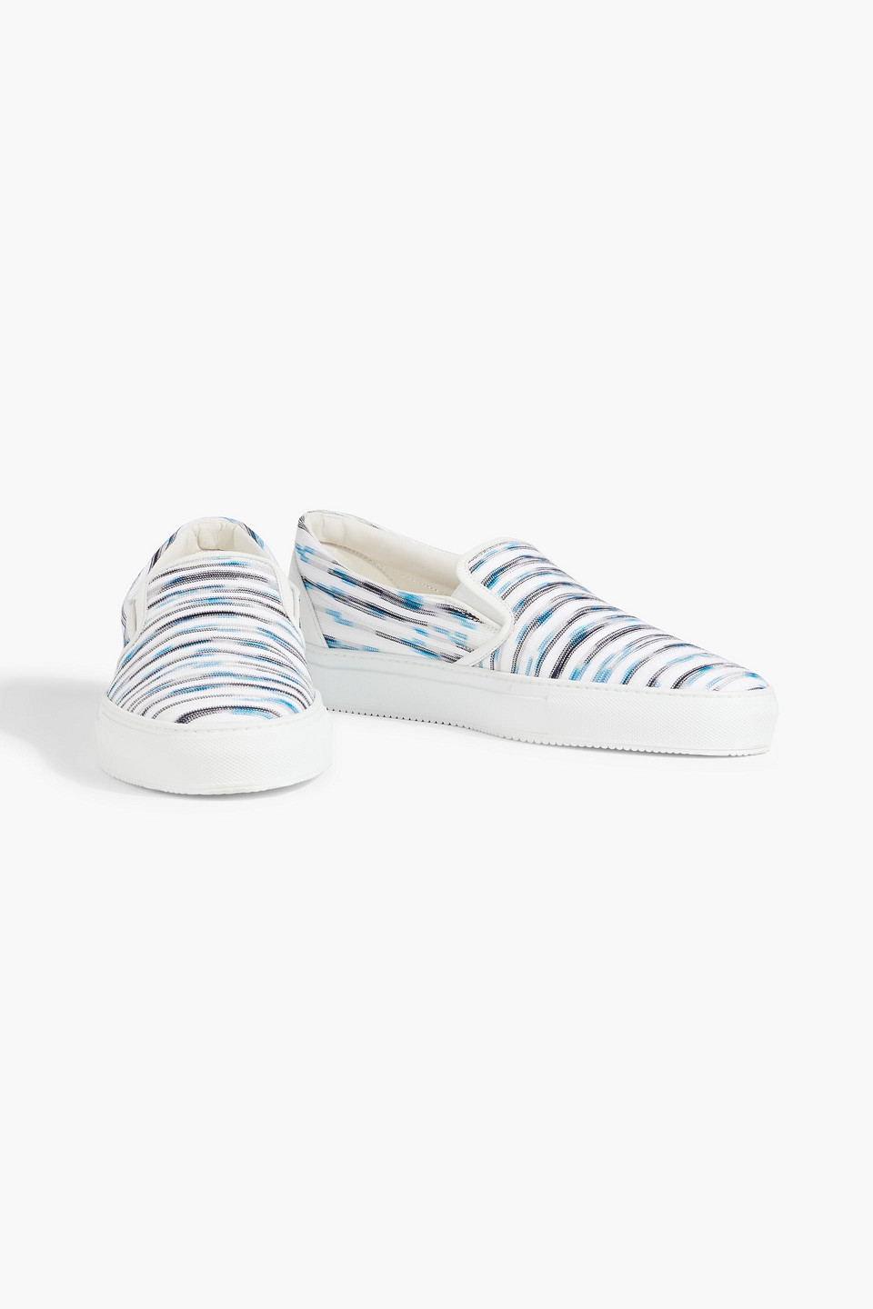 Shop Missoni Space-dyed Stretch-knit Slip-on Sneakers In Light Blue