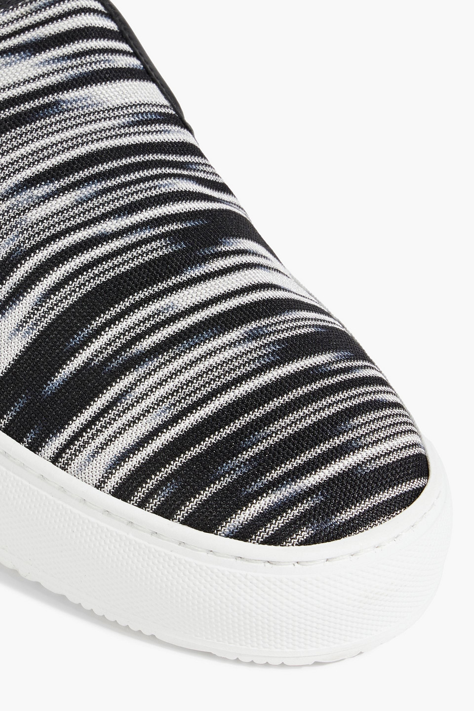 Shop Missoni Space-dyed Stretch-knit Slip-on Sneakers In Black