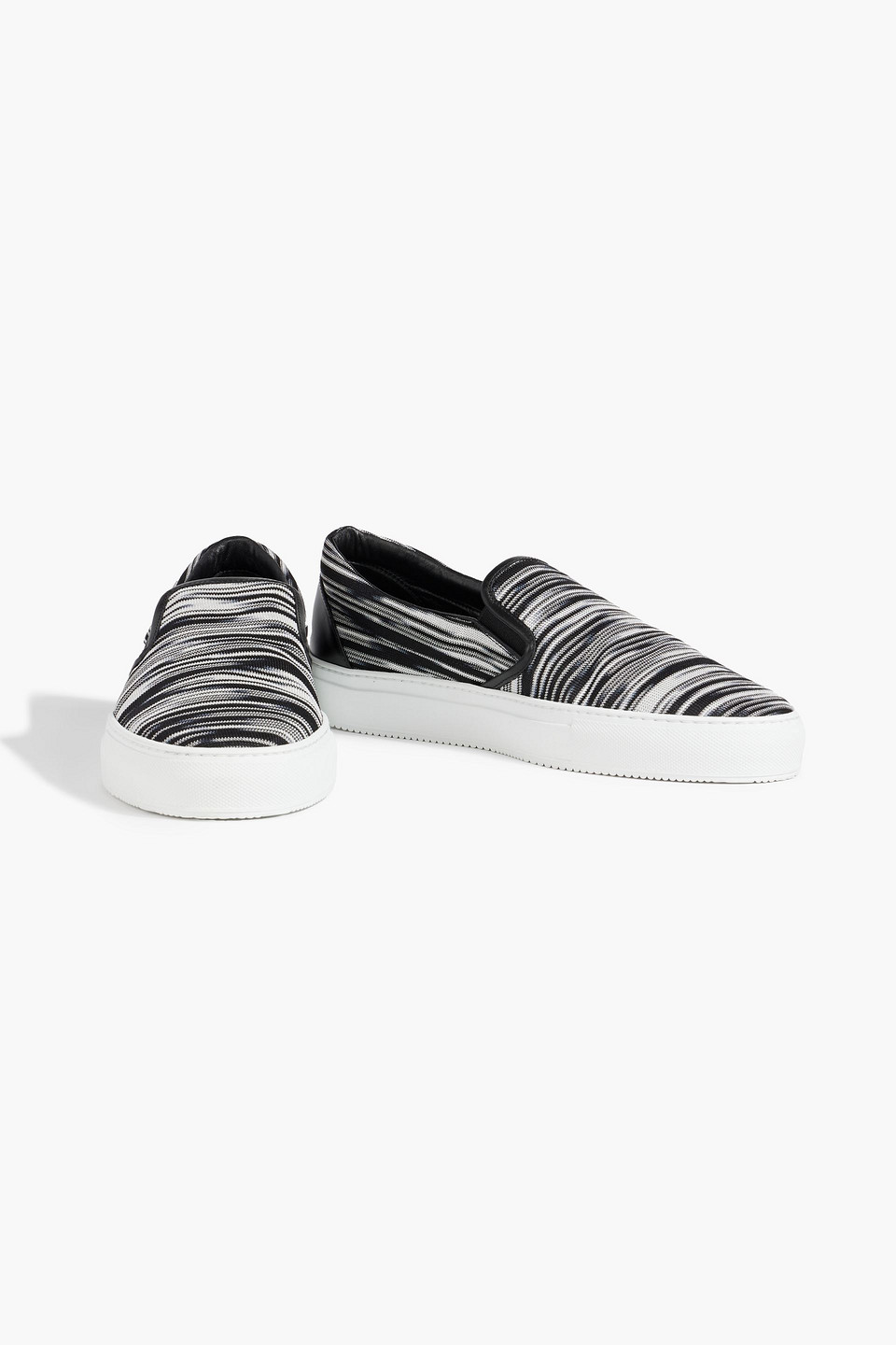 Shop Missoni Space-dyed Stretch-knit Slip-on Sneakers In Black