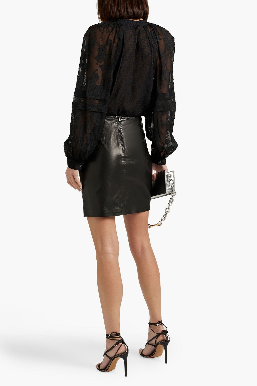 IRO Hita ruffled leather mini skirt