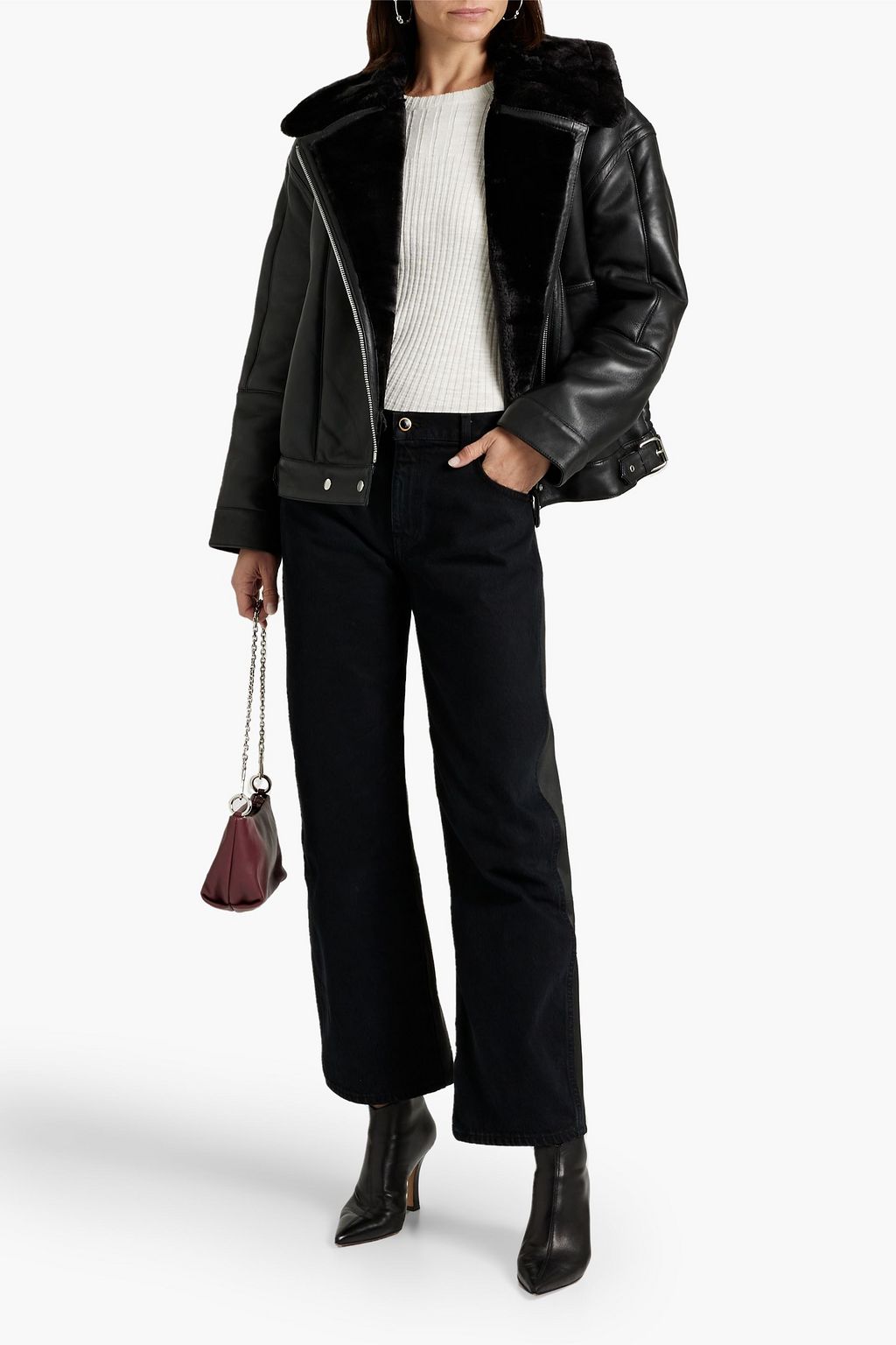 WALTER BAKER Shearling biker jacket