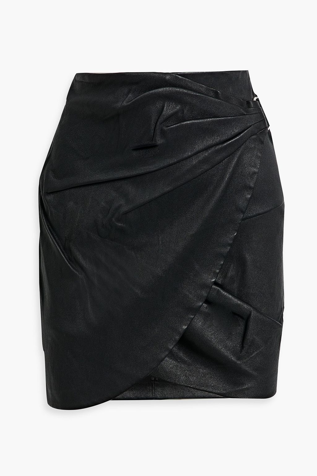 IRO Soroya ring-embellished pleated wrap-effect leather mini skirt ...