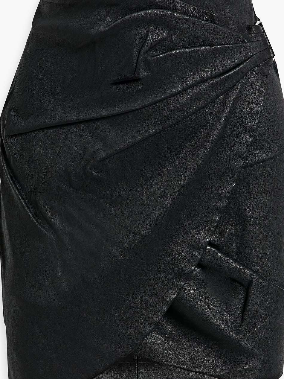soroya wrap-effect pleated leather mini skirt