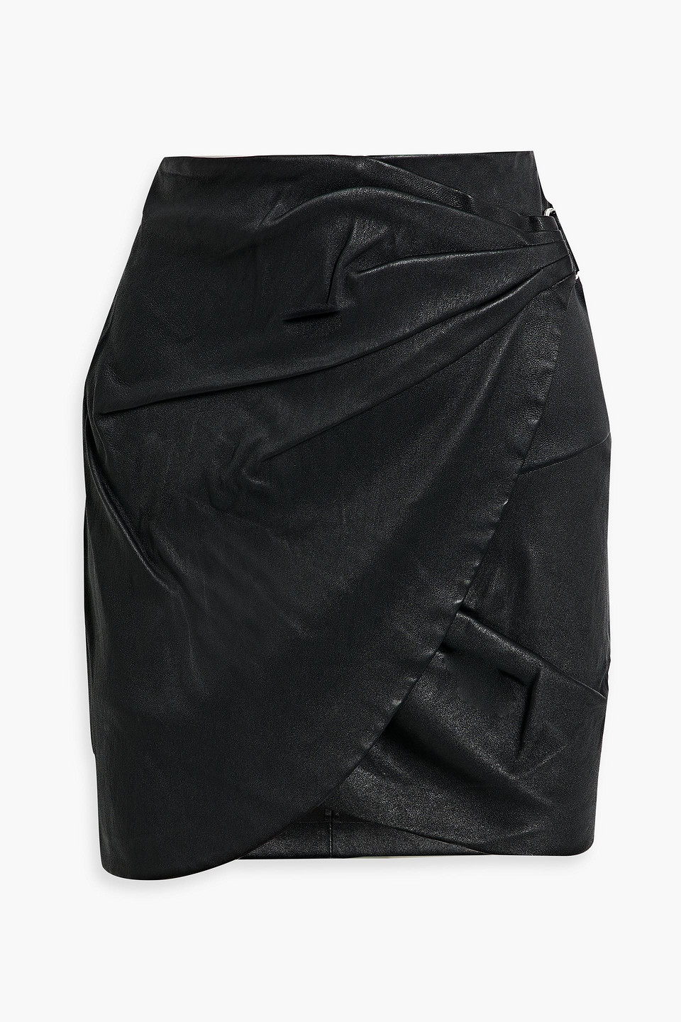 Soroya wrap-effect pleated leather mini skirt