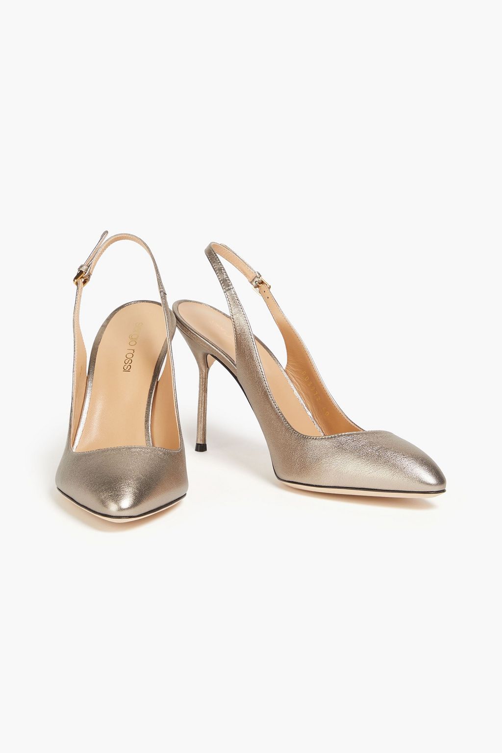 SERGIO ROSSI Metallic leather slingback pumps | THE OUTNET