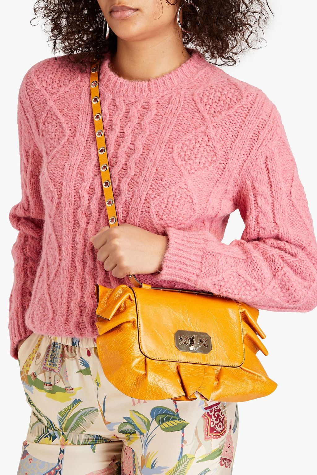 RED(V) Crossbody Bag aus Leder mit Rüschen