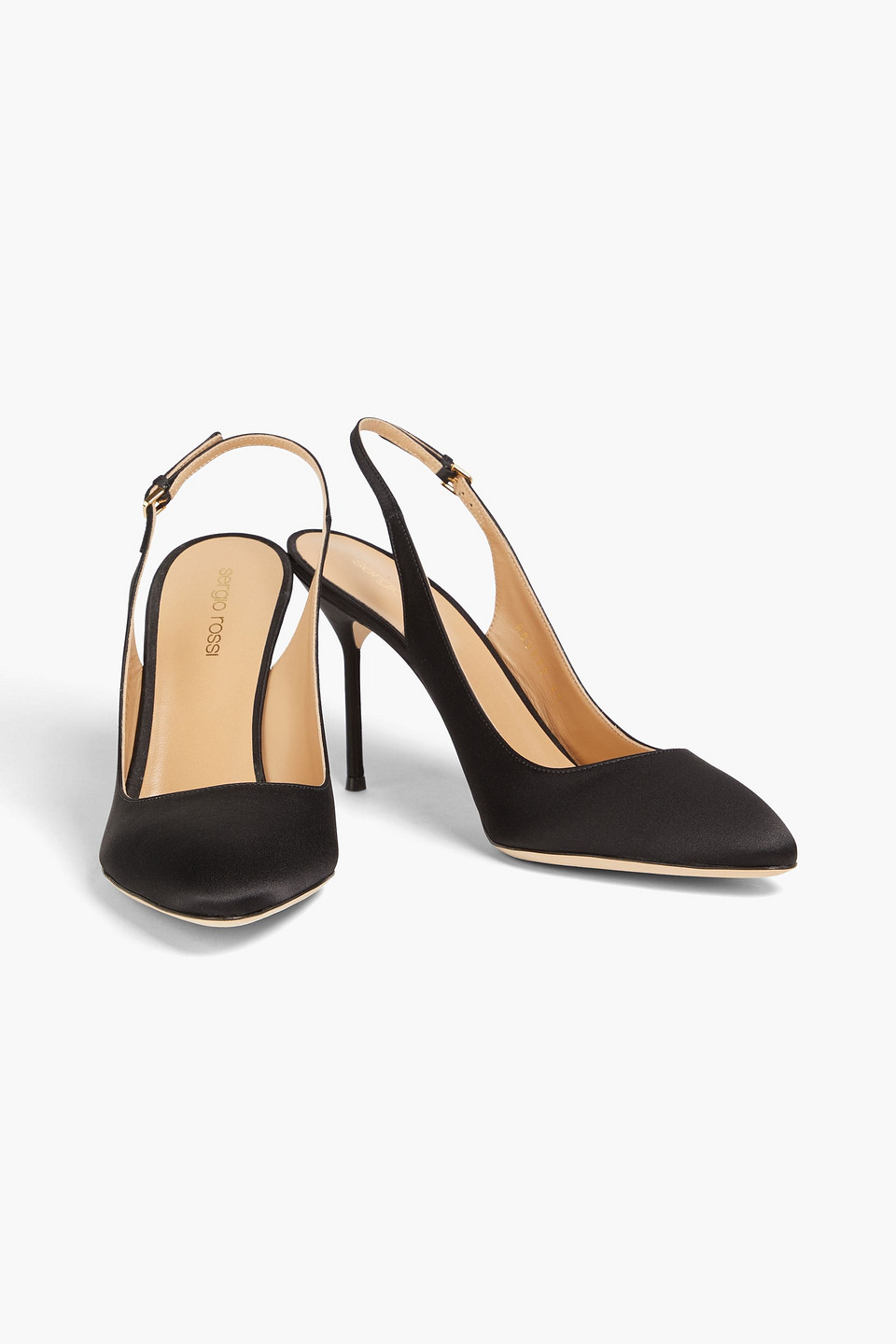 Shop Sergio Rossi Satin Slingback Pumps In Black