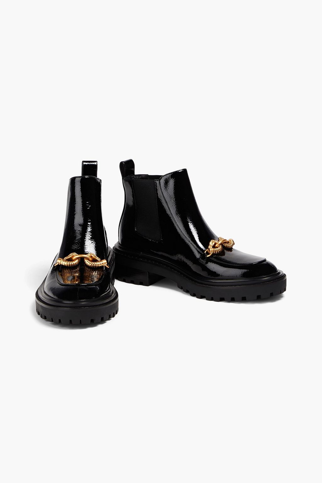 TORY BURCH Jessa embellished patent-leather Chelsea boots