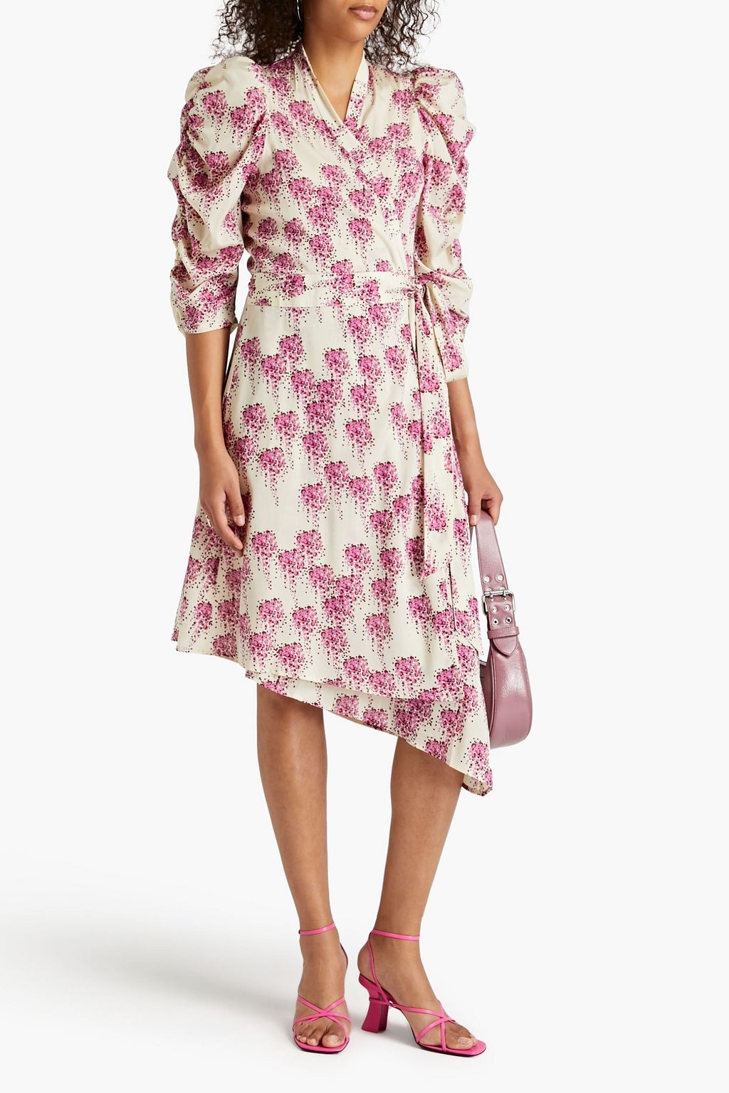 STELLA NOVA Olene gathered crepe de chine midi wrap dress | THE OUTNET