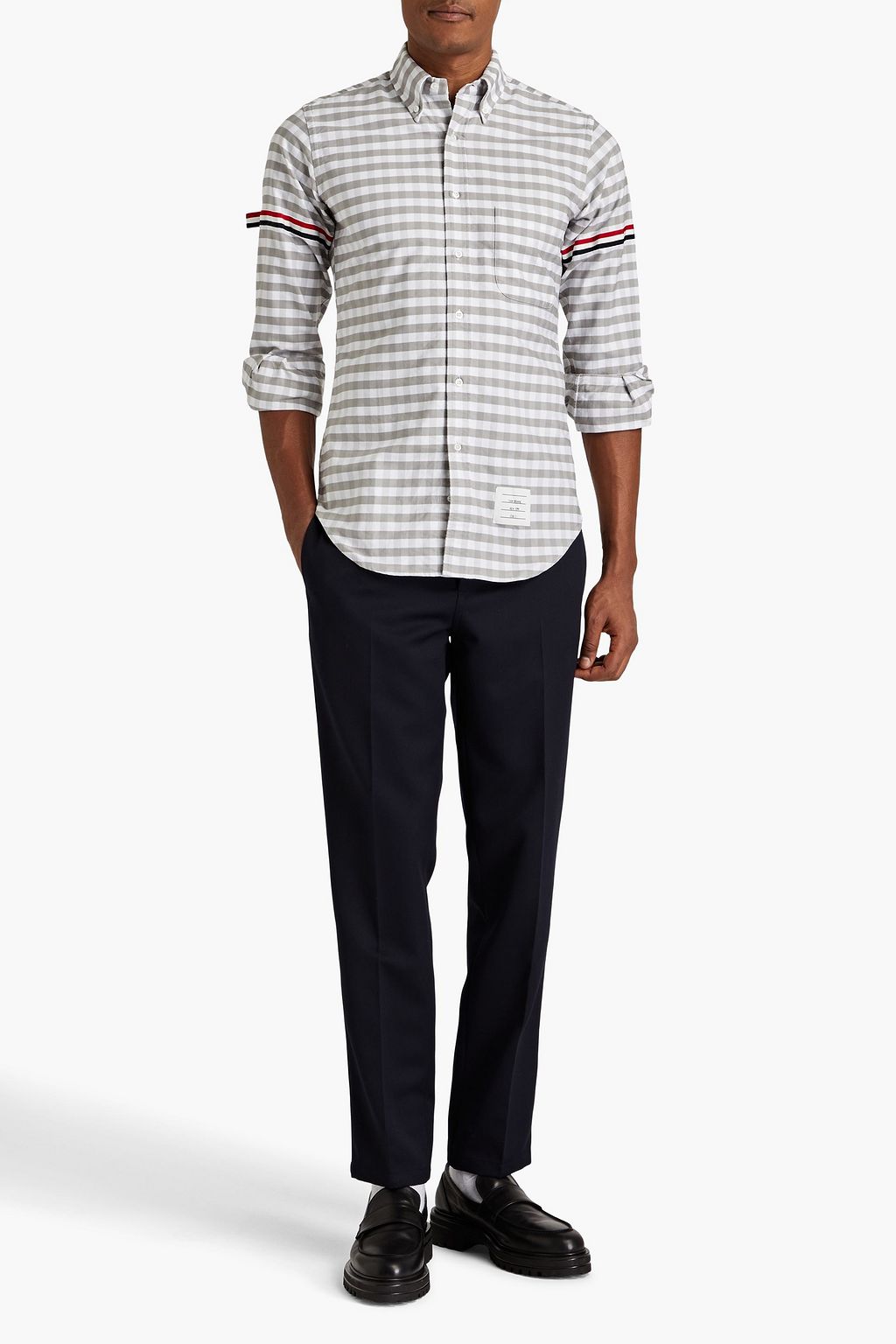 THOM BROWNE Striped gingham cotton shirt