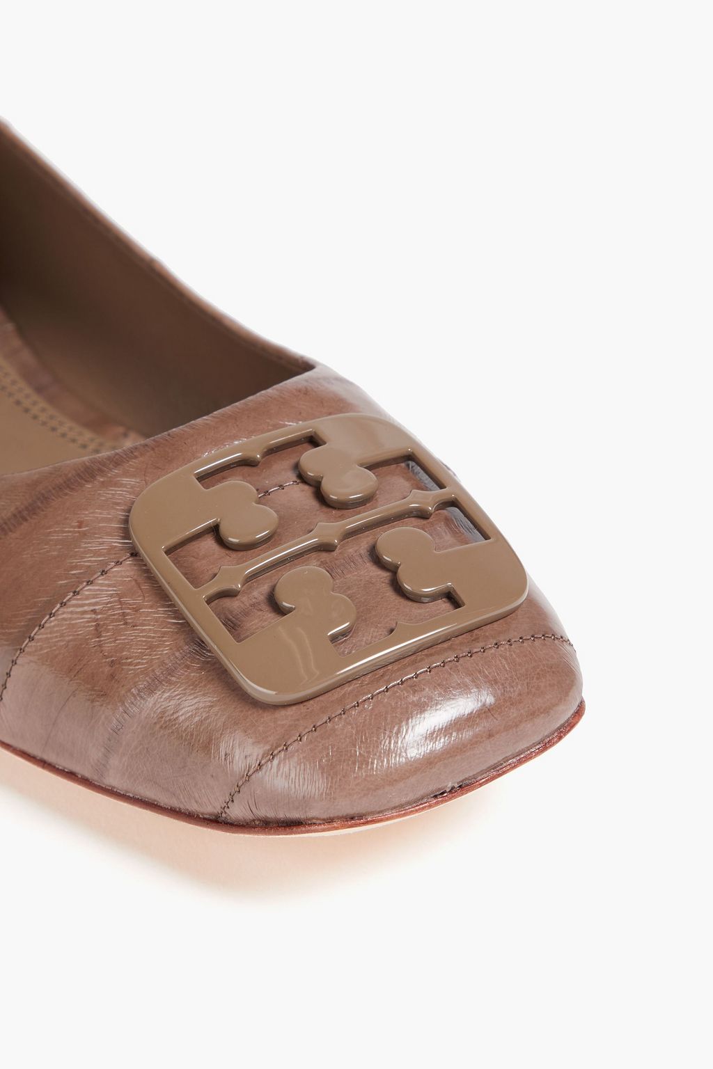 TORY BURCH Georgia embellished eelskin ballet flats