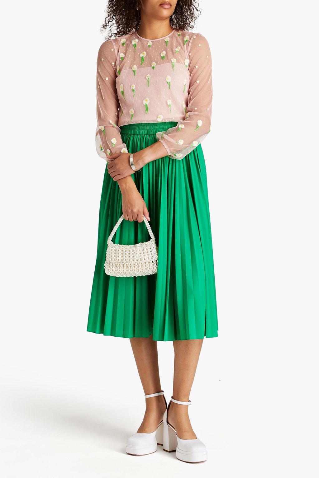 REDVALENTINO بلوزة من قماش بوان ديسبري بتصميم مطرّز