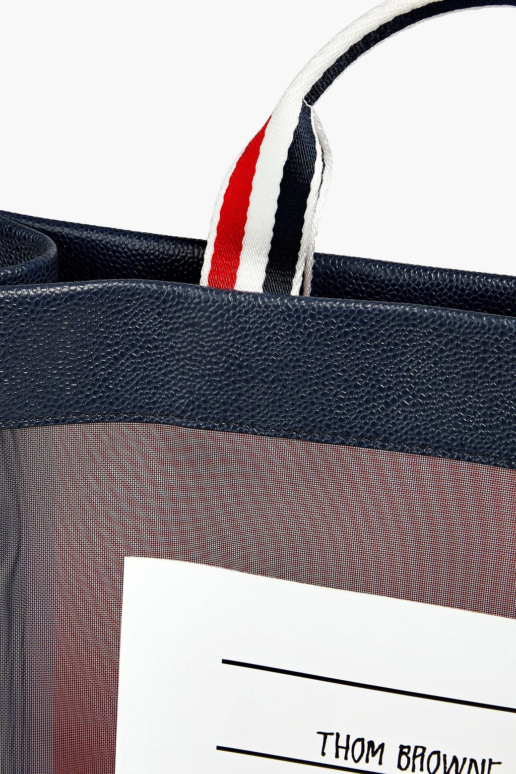 THOM BROWNE Leather-trimmed printed mesh tote