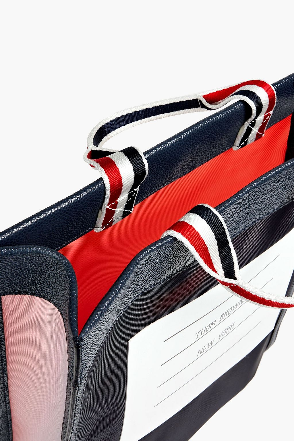 THOM BROWNE Leather-trimmed printed mesh tote