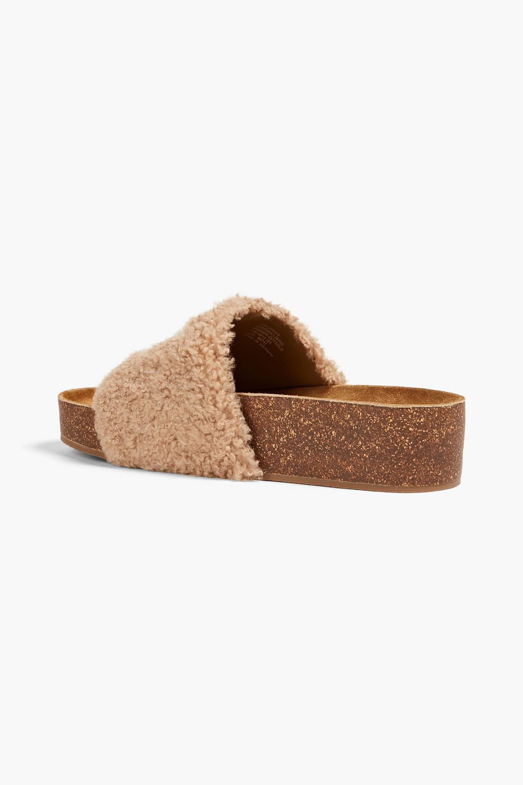 TORY BURCH Double T shearling platform slides