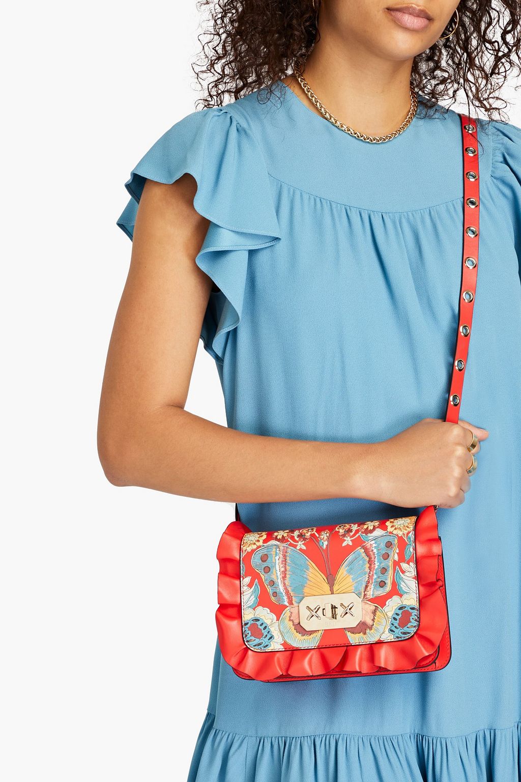 RED(V) Rock Ruffles レザー クロスボディバッグ プリント入り