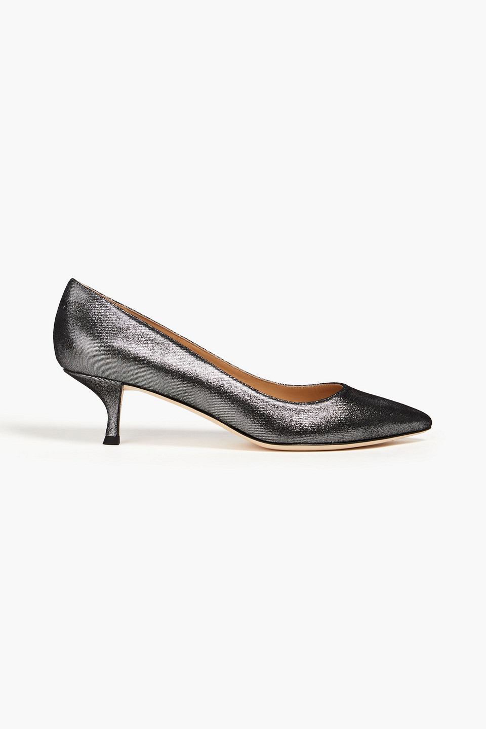 Sergio Rossi Metallic Suede Pumps In Gunmetal