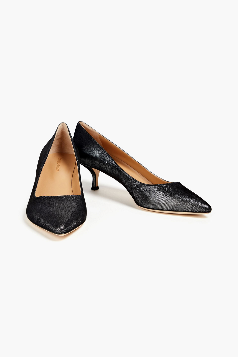 Shop Sergio Rossi Metallic Suede Pumps In Gunmetal