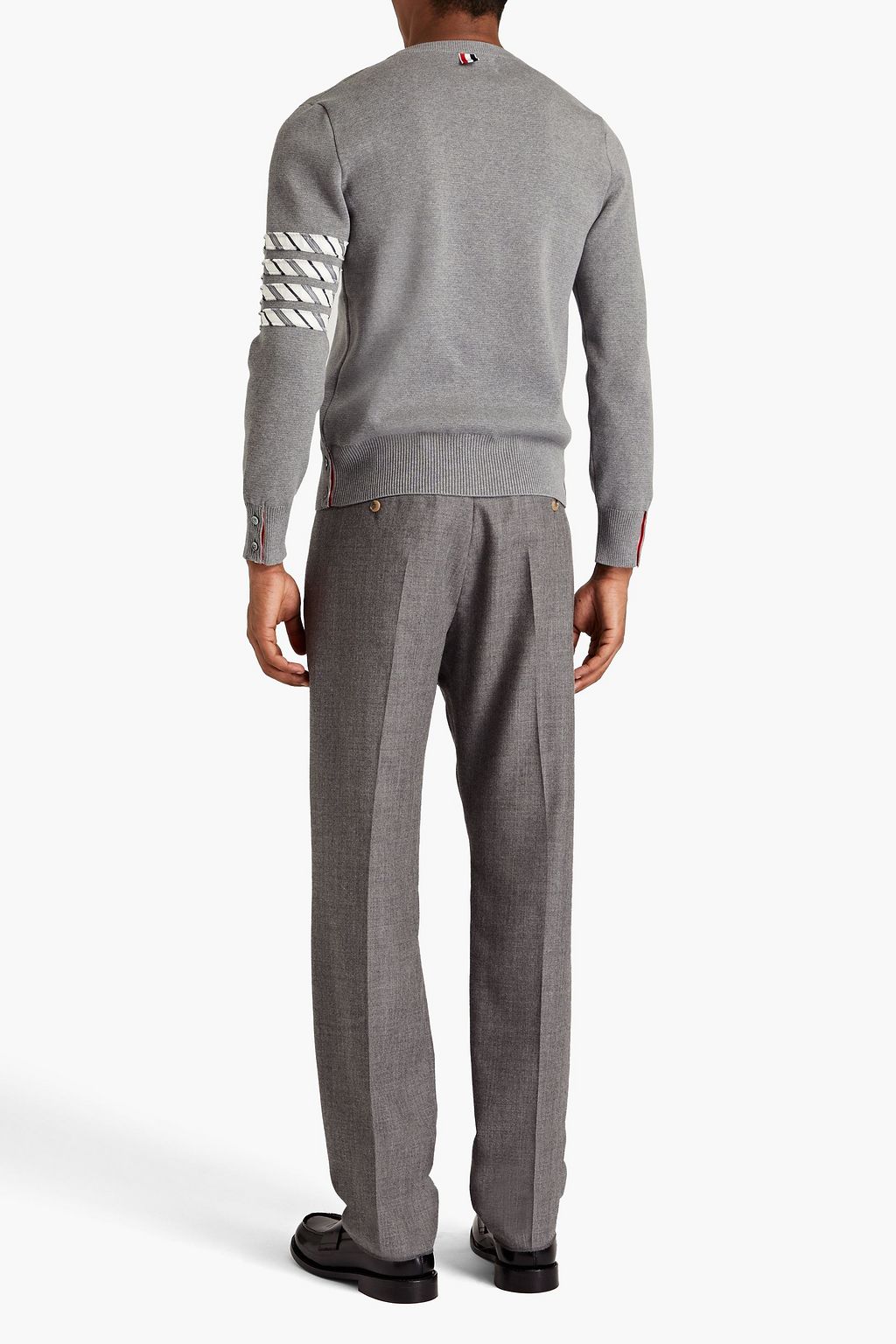 THOM BROWNE Gestreifter Pullover aus Baumwolle mit Twillbesatz